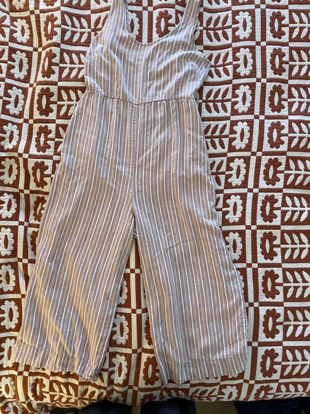 Patagonia Garden Island Jumpsuit in Mauve, Mint, and white stripes